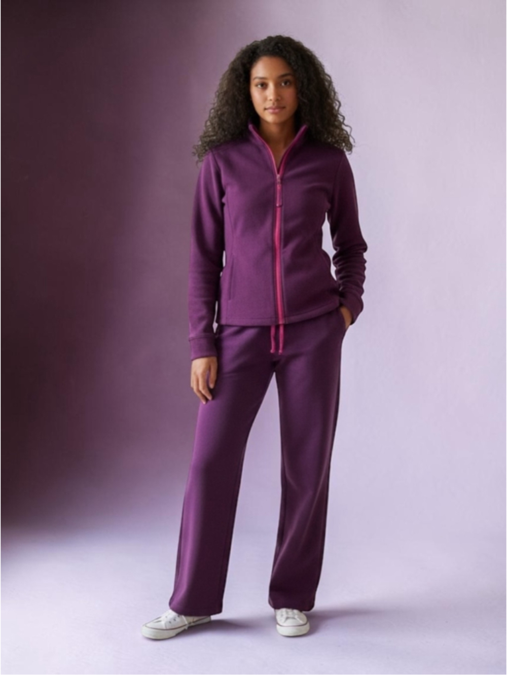 Danskin Purple Activewear Set Jacket Large Pants Medium Athleisure Lounge